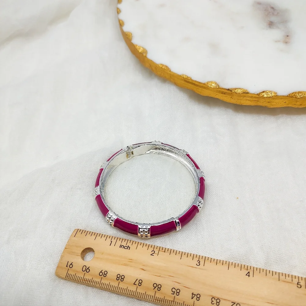 Elegant Silver and Pink Bracelet